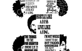 Yetta Quiller Bundle of 5 Black Women Nubian Divas Queen Afro Hair African American Female Lady Vector Clipart Digital Circuit Vinyl Wall Decor Cutting – Afrocentric