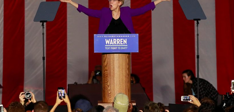 Democratic White House hopeful Warren rails against corruption at big N.Y. rally