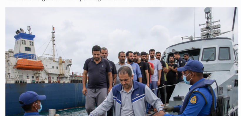 AI-generated image: 40 Iranian sailors saved off Sri Lanka after health crisis at sea