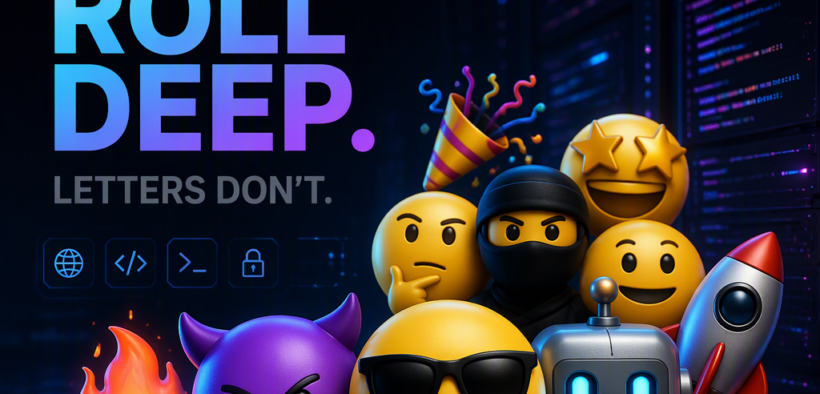 AI-generated image: Emoji roll deep. Letters don't.
