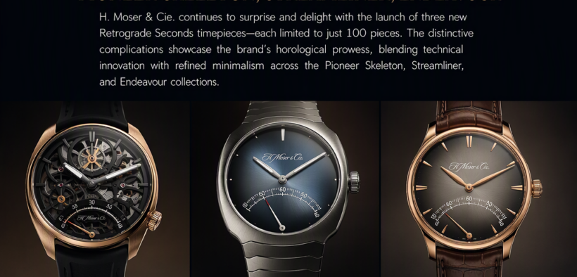 AI-generated image: H. Moser & Cie. Drops Retrograde Seconds Watches: Pioneer Skeleton, Streamliner, Endeavour