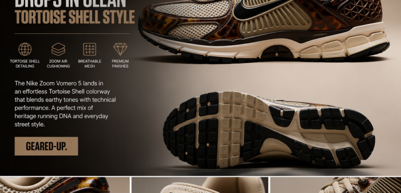 AI-generated image: Nike’s Zoom Vomero 5 Drops in Clean Tortoise Shell Style